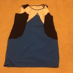 Royal blue black and white dress